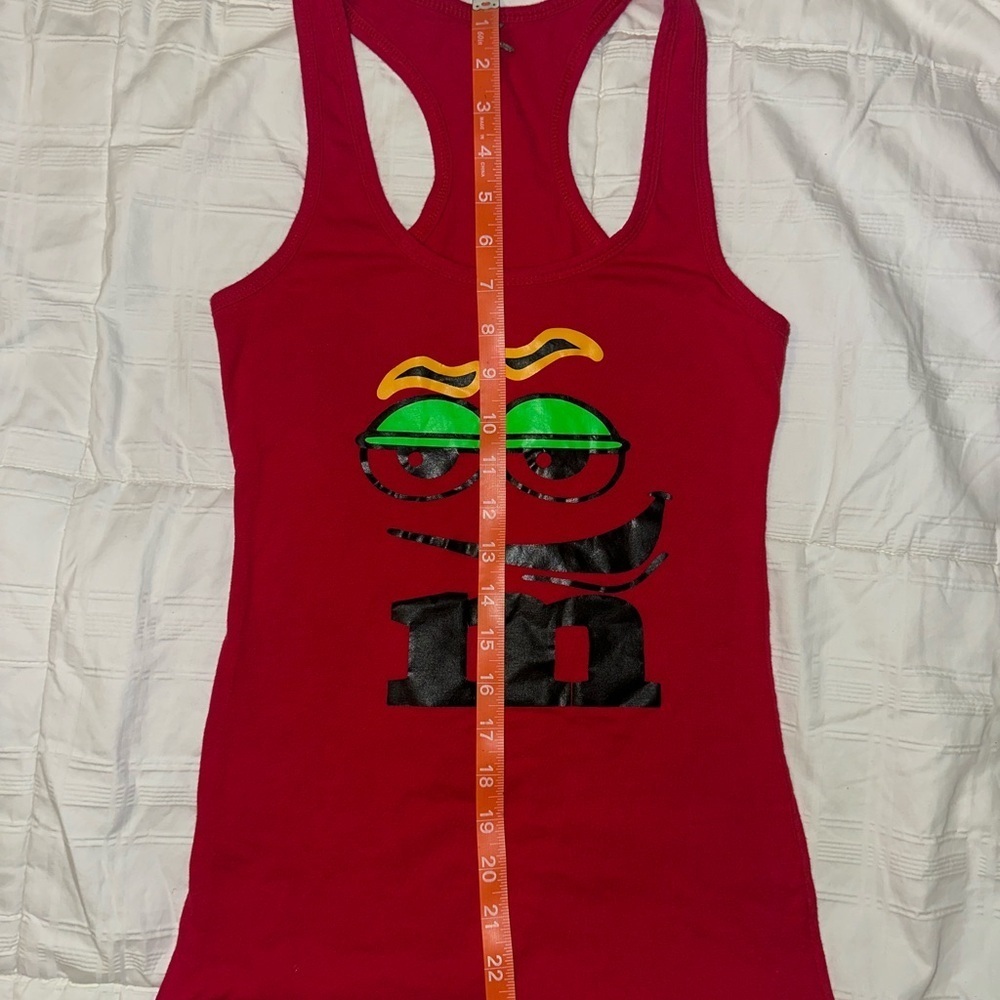 M&M Motif Red Tank Top with Graphic Design - Picture 5 of 8